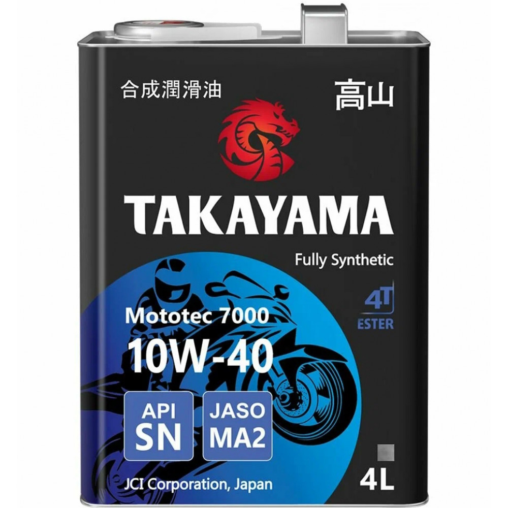 Моторное масло синт TAKAYAMA Mototec 7000 10w-40 4T SN/MA-2 4л (металл)
