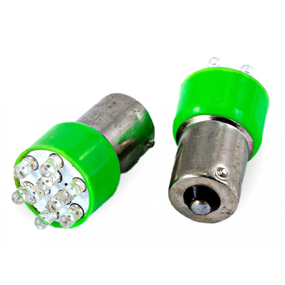 Лампа указатель поворота, одноконтактная (2шт) 9 LED зелен.