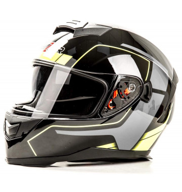 Шлем мото интеграл HIZER J5318 (S) #1 black/yellow (2 визора)