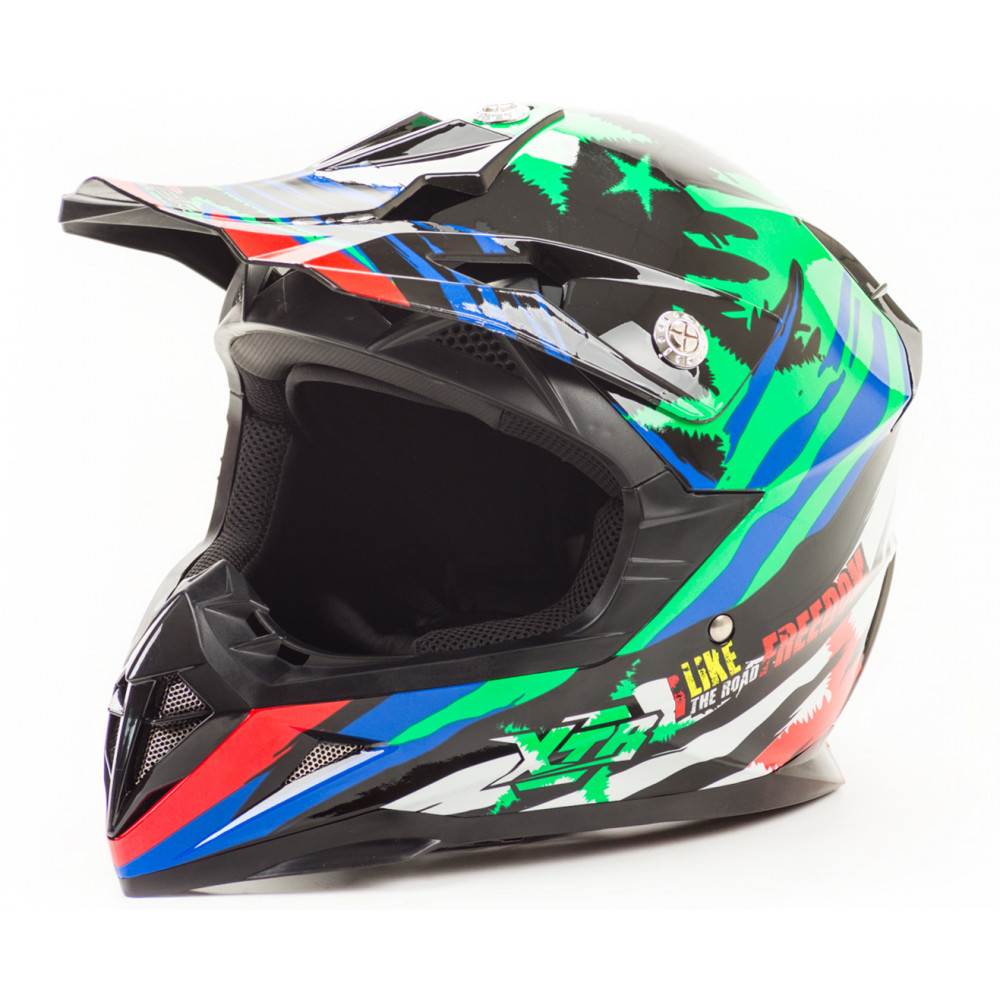Шлем мото кроссовый HIZER 211 (L) black/green (подростковый)