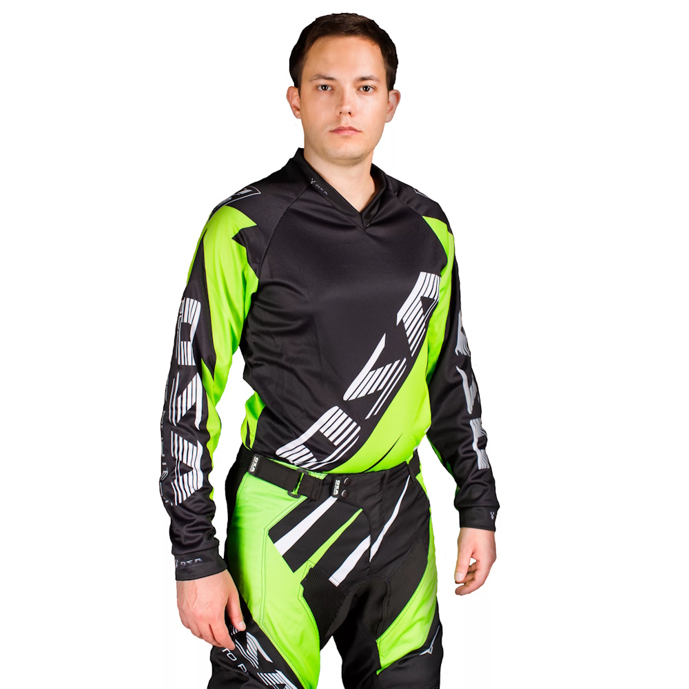 Кроссовая джерси OSA (Black/Green, XXL