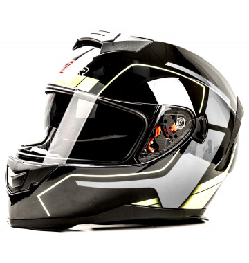 Шлем мото интеграл HIZER J5318 (M) #1 black/yellow (2 визора)