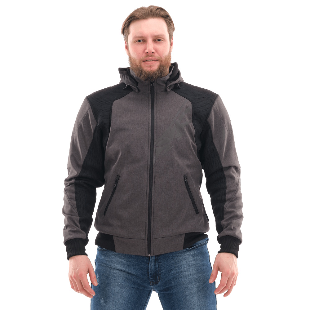 Мототолстовка DF Urban Grey с защитой (XXL), XXL