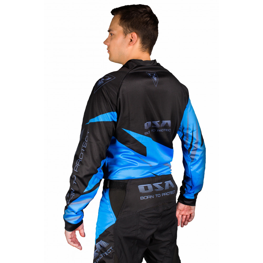 Кроссовая джерси OSA (Black/Light Blue, XXL