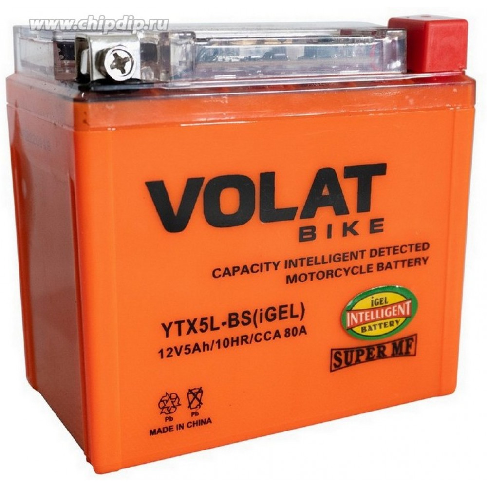 Аккумуляторная батарея 5Ah Volat YTX5L-BS(iGEL) R+
